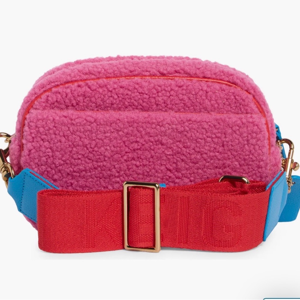 NWT Kurt Geiger London Chiswick Faux Shearling Camer Crossbody Bag pink - Picture 5 of 13